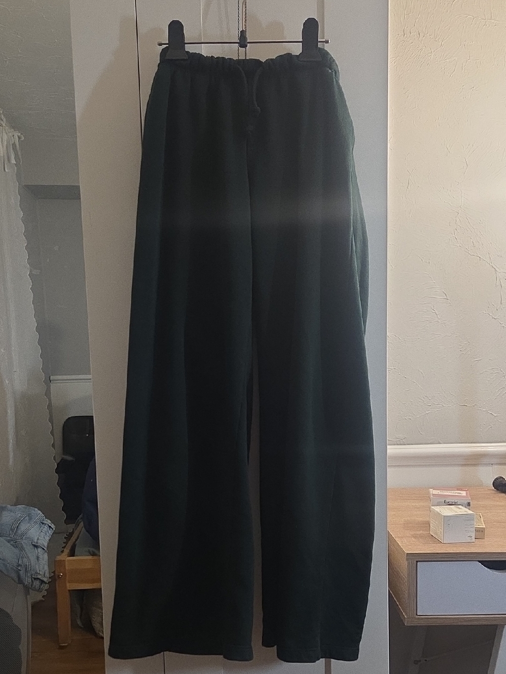 H&M Wide Leg Drawstring Pants - Dark Green